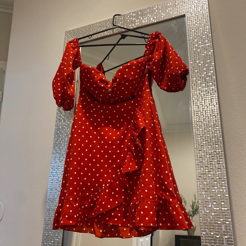 Red polka dot dress